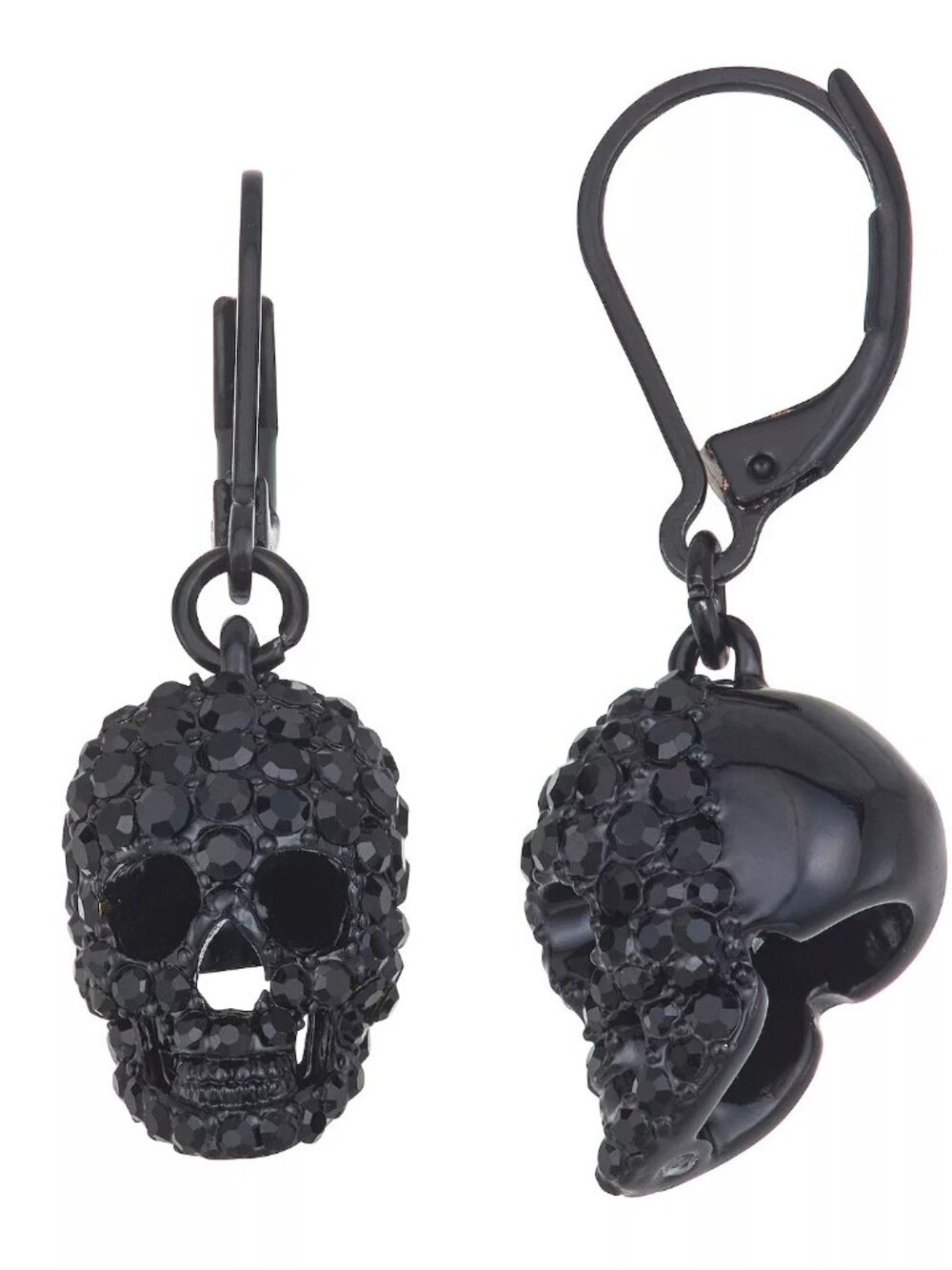 Simply Vera Vera Wang Black Skull Drop Earrings Gothic NWT